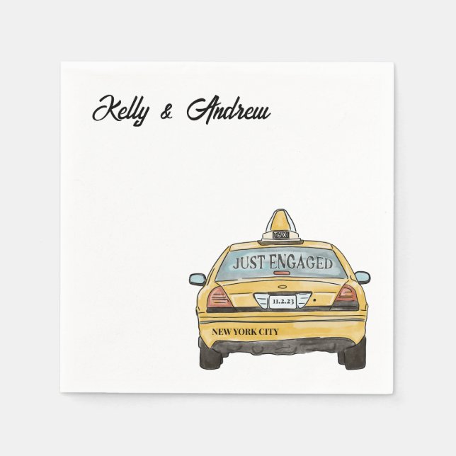 Servilleta De Papel NYC Taxi engagement Cocktail Napkins (Anverso)