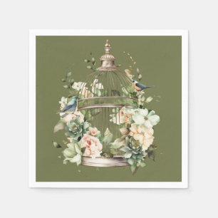 Servilleta De Papel Oakmoss Green White Pink Bircage Shower