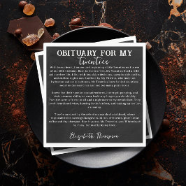 Servilleta De Papel Obituario por mis 20 años RIP cumpleaños número 30