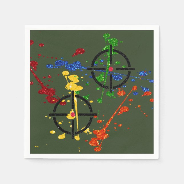Servilleta De Papel Objetivos de purpurina Fiesta Paintball (Anverso)