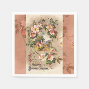 Servilleta De Papel Obra de Vintage Happy Birday Card