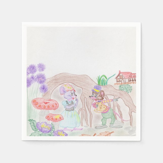 Servilleta De Papel Obras de arte de niños personalizados, dos ratones (Anverso)