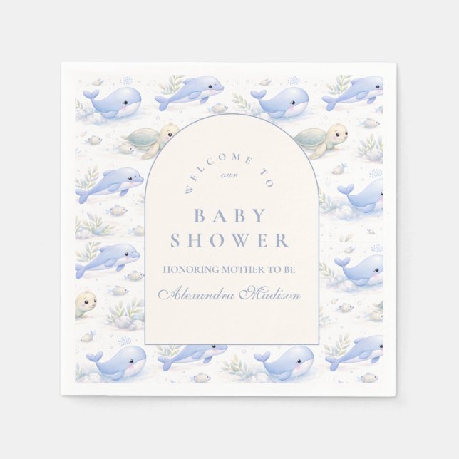 Servilleta De Papel Ocean Animals Arch Elegant Baby Shower (Anverso)
