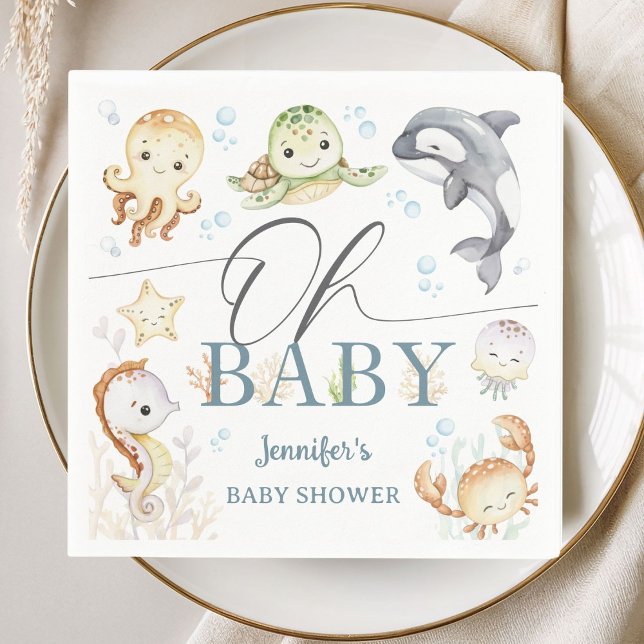 Servilleta De Papel Ocean Baby Shower Gender Neutral Under The Sea (Subido por el creador)