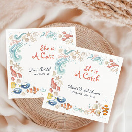 Servilleta De Papel Ocean Beach She Is a Catch Bridal Shower Cocktail