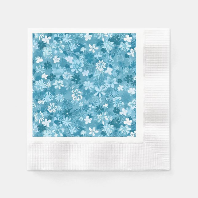 Servilleta De Papel Ocean Breeze Floral Turquoise Botanical (Anverso)