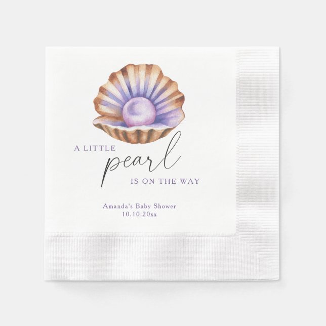 Servilleta De Papel Ocean Little Pearl Under The Sea Baby Shower (Anverso)