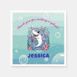 Servilleta De Papel Ocean Vibes Kawaii Boba Shark Fiesta de Baby Showe