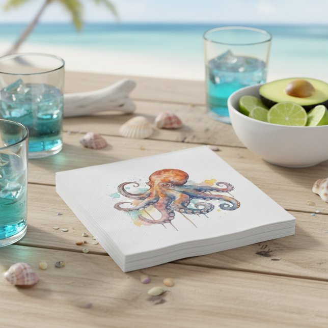 Servilleta De Papel Ocean Whimsy: Octopus colorido (Subido por el creador)