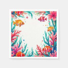 Servilleta De Papel Océano coral de pescado tropical vibrante | Océano