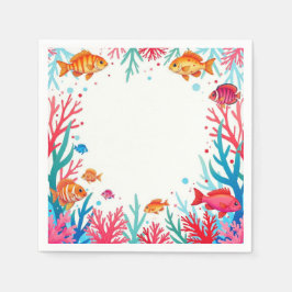 Servilleta De Papel Océano coral de pescado tropical vibrante | Océano