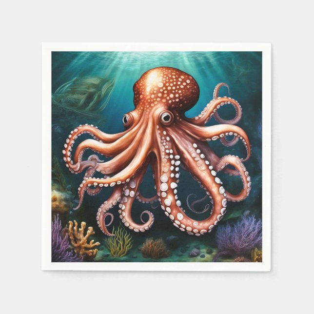 Servilleta De Papel Océano Retrato Octopus (Anverso)
