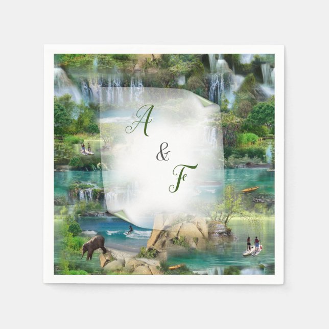 Servilleta De Papel Océanos y ríos mundiales, lagos y actividades depo (Anverso)