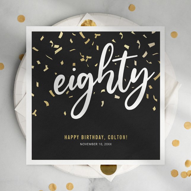 Servilleta De Papel Ochenta Black Gold 80th Birthday Party (Subido por el creador)
