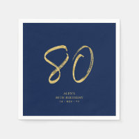 Ochenta | Letras azules de oro y marina 80 cumplea
