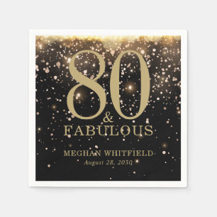 Servilleta De Papel Ochenta y Fabuloso Nombre Fecha Cumpleaños 80 Años
