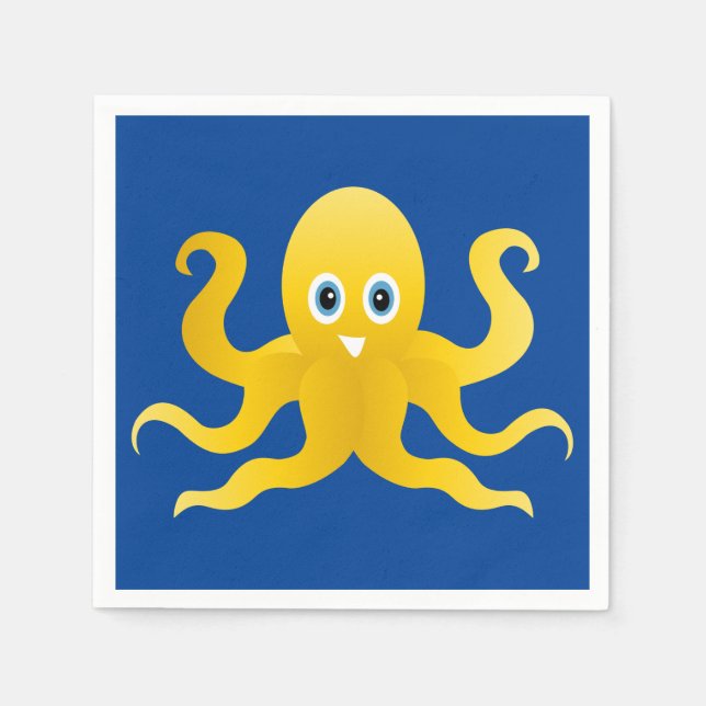 Servilleta De Papel Octopi amarillo divertido (Anverso)