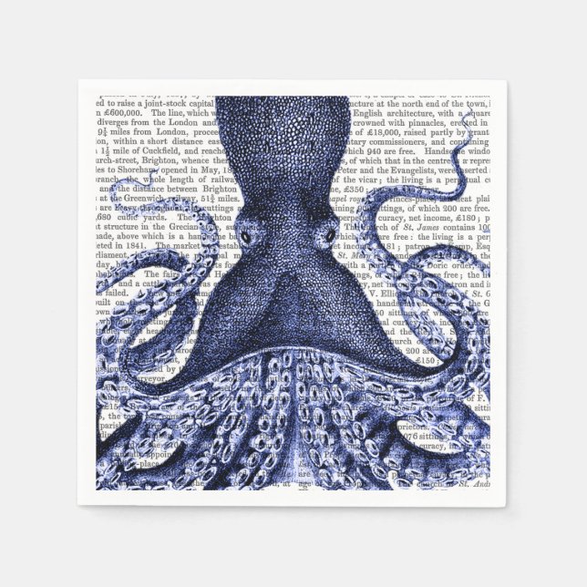 Servilleta De Papel Octopus azul (Anverso)