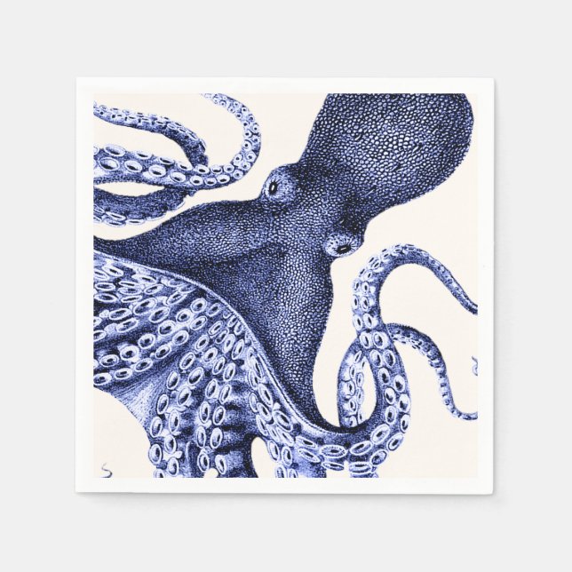 Servilleta De Papel Octopus azul paisajístico (Anverso)