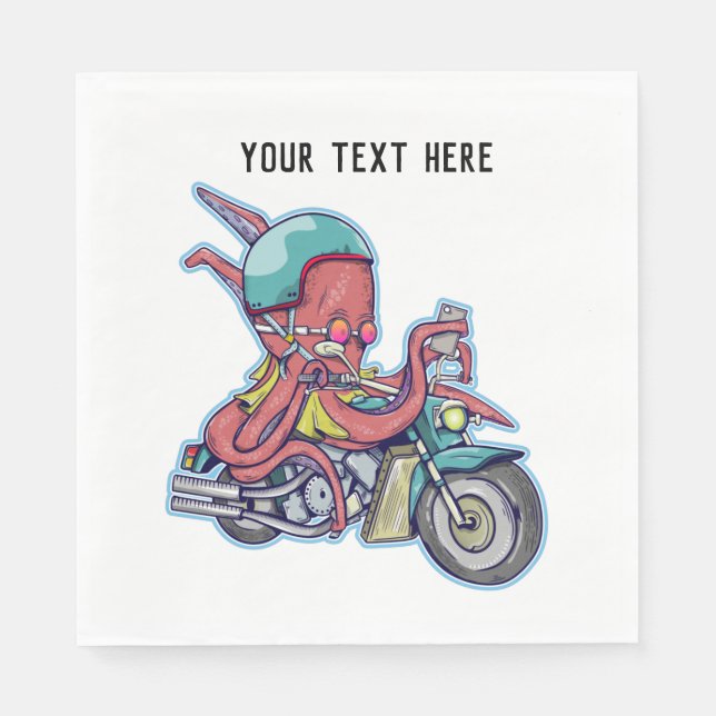 Servilleta De Papel Octopus en motocicleta (Anverso)