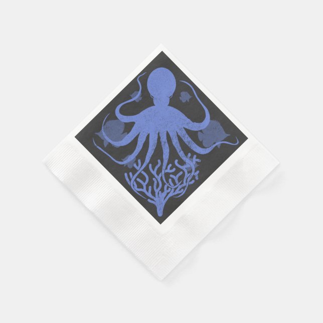 Servilleta De Papel Octopus (fondo oscuro) (Borde)