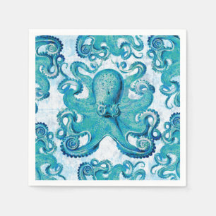 Servilleta De Papel Octopus Marine Life Ocean Animals Beach Nautical