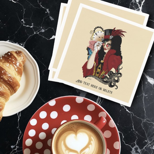 Servilleta De Papel Octopus negro victoriano rojo Steampunk (Subido por el creador)