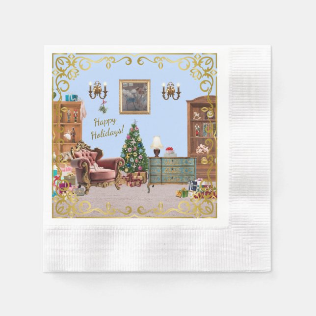 Servilleta De Papel Ode al azul del ballet de nueces (Anverso)