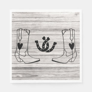 Servilleta De Papel Oeste Cowboy Boot Country Wedding Wood Horseshoe