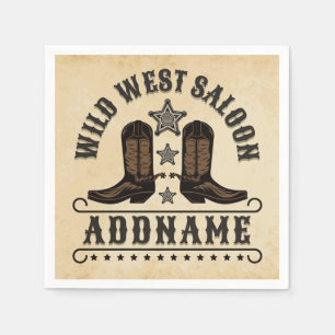 Servilleta De Papel Oeste de Cowboy Boots AÑADIR NOMBRE sheriff Spurs