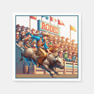 Servilleta De Papel Oeste de Rodeo Cowboy Bull Riding
