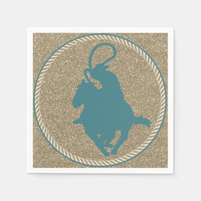 Servilleta De Papel Oeste de Rodeo Cowboy Cowgirl Ring (Anverso)