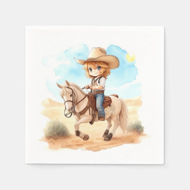 Servilleta De Papel Oeste salvaje del Oeste: Baby Shower de Cowboy (Anverso)
