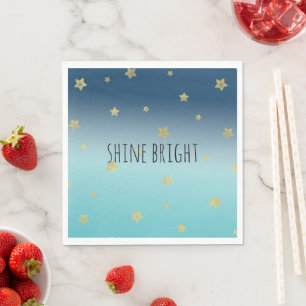 Servilleta De Papel Oferta personalizada de Gold Stars Aqua Blue Ombre