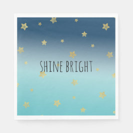 Servilleta De Papel Oferta personalizada de Gold Stars Aqua Blue Ombre
