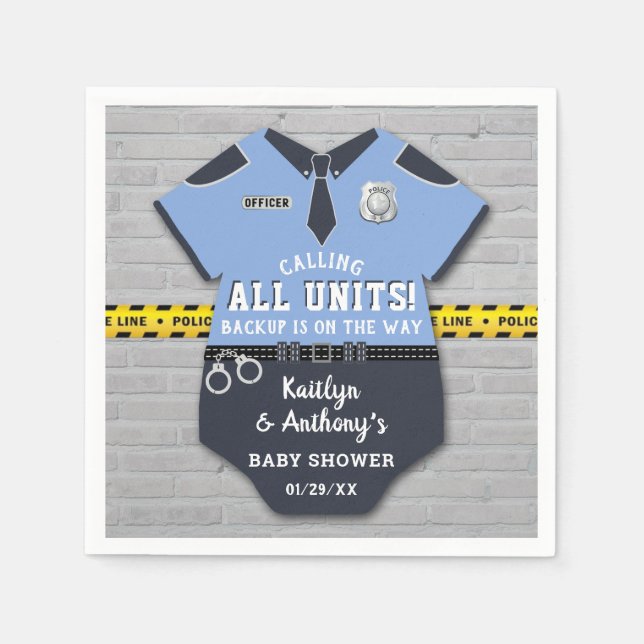 Servilleta De Papel Oficial de policía Baby Shower (Anverso)