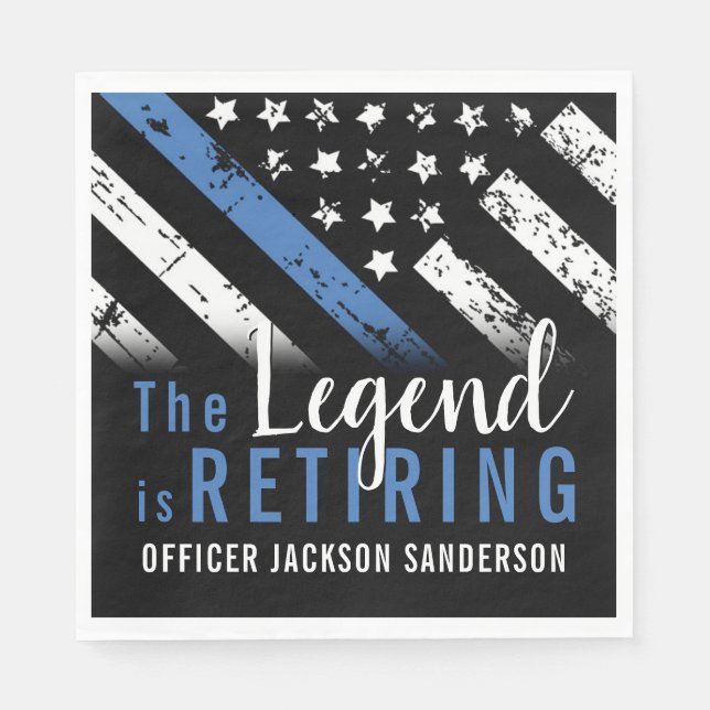 Servilleta De Papel Oficial Fiesta de Retiro de la Policía, Línea Azul (Anverso)