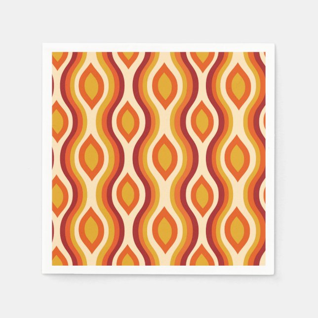 Servilleta De Papel Ogeo de vidrio retro en naranja, amarillo y rojo (Anverso)