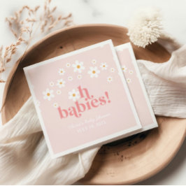 Servilleta De Papel Oh Babies Retro Daisy Rosa boho Baby Shower