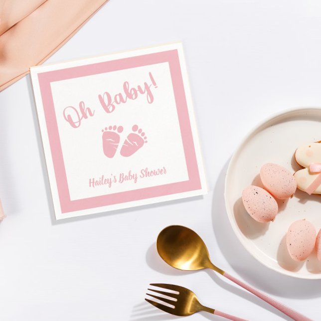 Servilleta De Papel Oh Baby Baby Feet | Baby Shower rosa Chica (Subido por el creador)
