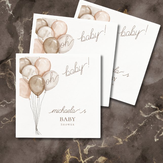 Servilleta De Papel Oh Baby Balloons Boho Baby Shower (Subido por el creador)
