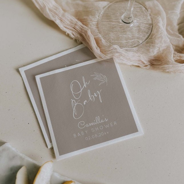 Servilleta De Papel Oh Baby Beige Género Neutral Baby Shower moderno (Subido por el creador)