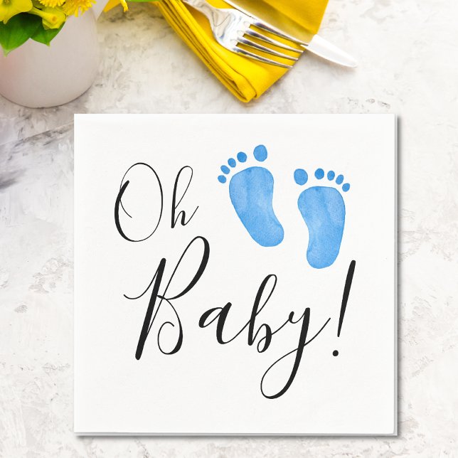 Servilleta De Papel Oh Baby Blue Feet Baby Shower (Subido por el creador)