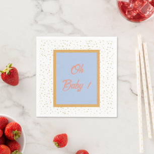 Servilleta De Papel Oh Baby Blue Gold Ginkgo Leaf Baby Shower