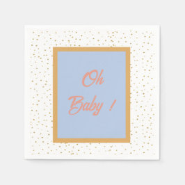 Servilleta De Papel Oh Baby Blue Gold Ginkgo Leaf Baby Shower