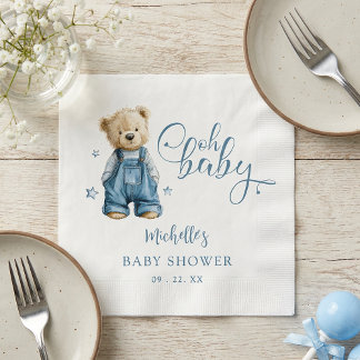 Servilleta De Papel Oh Baby Blue Jean Baby Denim Baby Shower