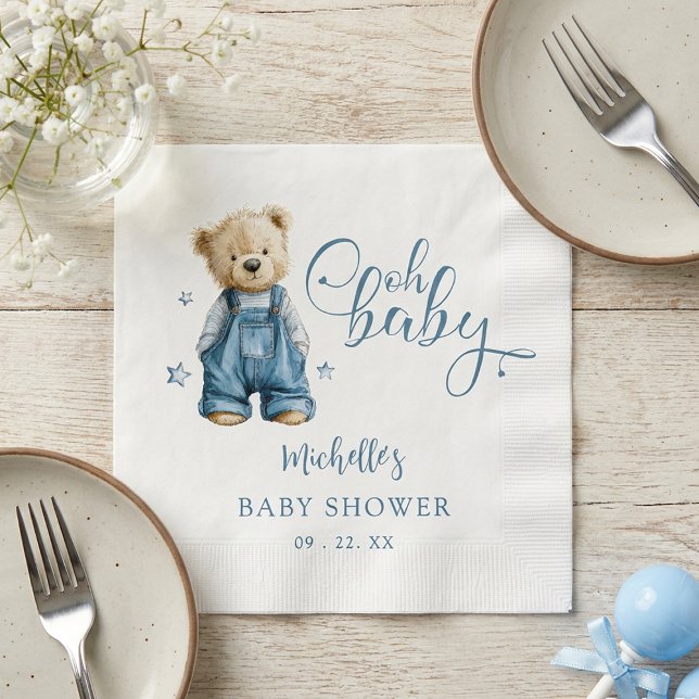 Servilleta De Papel Oh Baby Blue Jean Baby Denim Baby Shower (Subido por el creador)