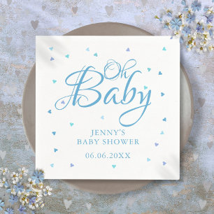 Servilleta De Papel Oh Baby Blue Love Hearts Baby Shower / Sprinkle