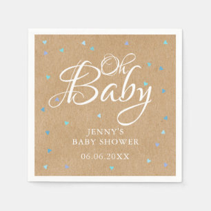 Servilleta De Papel Oh Baby Blue Love Hearts Baby Shower / Sprinkle