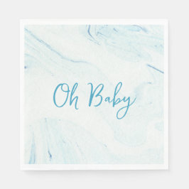 Servilleta De Papel Oh Baby Blue Marble Boy Baby Shower Paper Napkin